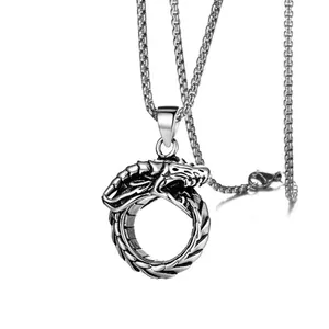 Collana con Pendente Vintage Punk Drago Serpente Lupo Teschio per Uomo Catena in Acciaio Inossidabile Lega Gioielli Vichinghi
