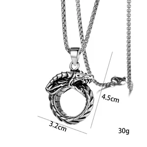 Collana con ciondolo a forma di drago stile retro punk in argento antico con misure