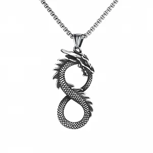 Collier Pendentif Dragon Viking Rétro Chaîne en Acier Inoxydable Bijoux en Alliage Pour Hommes Femmes Style Punk