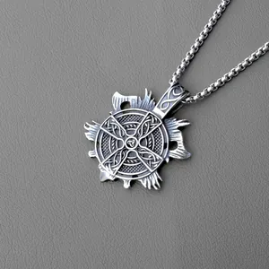 Vintage Wikinger Doppelachs Anhänger Halskette mit keltischen Knoten aus Edelstahl
