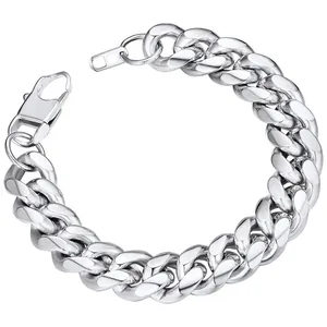 Men's Hip Hop 316L Stainless Steel Cuban Link Figaro Chain Necklace Bracelet Silver Black Polished Jewelry Gift Unisex Jewelry