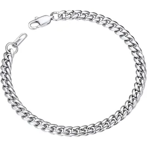 Classic 316L stainless steel Figaro chain necklace for men with lobster clasp closure