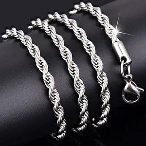 Fashion Stainless Steel Rope Chain Necklace For Men Women Gold Silver Color Twisted Necklace Hip Hop Minimalist Jewelry Gift
