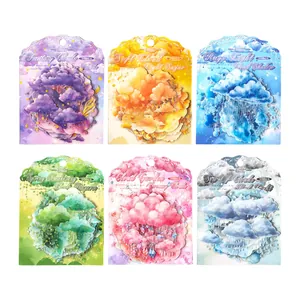 Dreamy cloud stickers for scrapbooking with 6 themed watercolor designs for DIY crafts