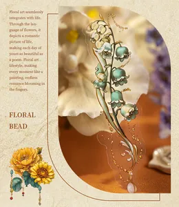 Detailed macro view of vintage lily and sunflower PET stickers with gold floral bead outlines
