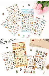 Detailliertes Set mit niedlichen europäischen Deko-Aufklebern für Scrapbooking