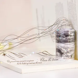 Cinta decorativa PET noche estrellada con patrones láser y citas literarias para manualidades