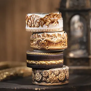 Baroque Finale Series Retro Washi Tape Special Shaped Die Cut Gold Border Decorative Tape For Scrapbooking Journal Supplies