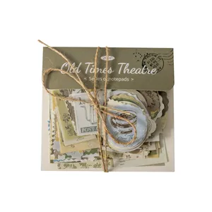 Vintage Old Times Theatre scrapbook material pack with 200 retro papers and string