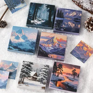 Set de papier décoratif pour scrapbooking avec paysages d'hiver et montagnes enneigées