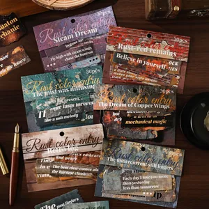Lot de 30 autocollants de style industriel rétro avec motifs rouille pour scrapbooking
