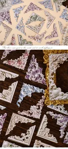 Gros plan d'autocollants baroques en relief pour décoration de scrapbooking vintage et DIY