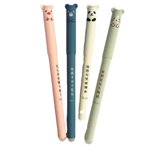Kawaii Cartoon Animal Erasable Gel Pen Fine Point Black Ink Cute Panda Pig Plastic Stationery For Student School Office