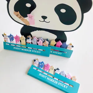 Simpatici post-it a forma di gatto colorato con supporto in carta blu ed elegante