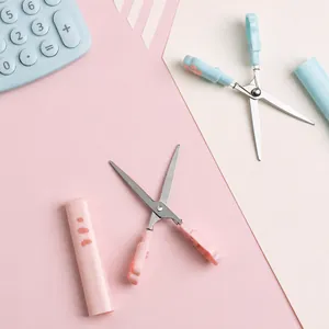 Mini forbici portatili a forma di zampa di gatto rosa e blu per ufficio e fai-da-te