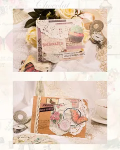 Lot de papiers scrapbooking dentelle vintage papeterie décorative bullet journal 8 styles