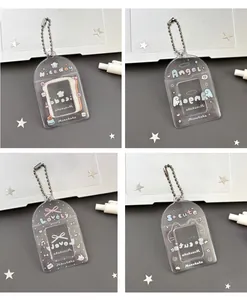 Porte-cartes photo en acrylique avec chaînes en métal et illustrations de dessins animés