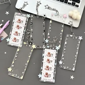 Colorful acrylic four-grid photocard holders with star-shaped clasps and star patterns