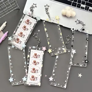 Star-shaped colorful acrylic card holders with metal chains for three-inch photos