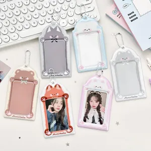 Porte-cartes photo mignons en PVC avec chaînes motifs ours, chat et lapin de style