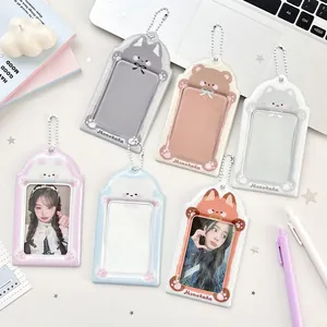 Porte-cartes PVC animaux avec chaînes à perles pour photos en six modèles mignons