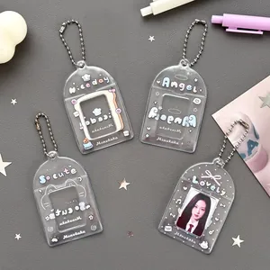 Porte-cartes photo transparents mignons en acrylique avec ailes et chaînettes