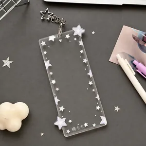 Funda de acrílico para tarjetas con estrellas, hebilla de 9,5 cm y marco de 16,5x8 cm