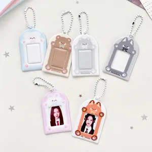 Dierenstippen 1-inch kaarthouder met zilveren kralenketting voor foto-opslag