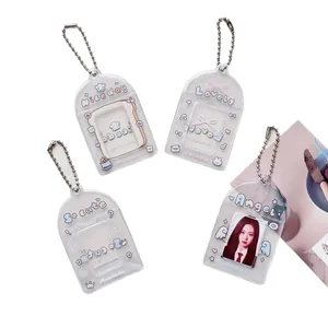 Porte-cartes en acrylique transparent avec ailes d'ange et motifs de dessins animés