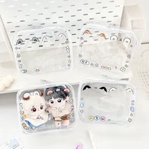 Clear PVC doll storage bags set with cute animal prints and secure zipper closure