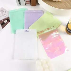 Pastellfarbene Makronen-Laser-Aufbewahrungsbeutel mit Reißverschluss für Geschenkverpackungen