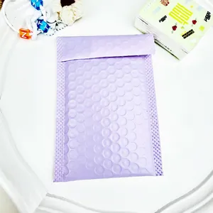 Lilac bubble mailers for small cards with shockproof honeycomb texture and self-adhesive seal