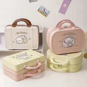 Cute Cartoon Puppy Rabbit Pattern Hard Shell Cosmetic Case Portable Large Capacity Makeup Storage Handheld Box For Travel Home Women
