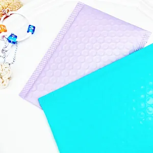 Pastel purple and green bubble padded mailing envelopes with protective air cushioning