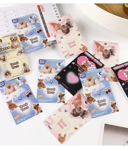 Detail view of American Y2K style stickers with cute pets and Thank You greeting text