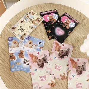 Y2K aesthetic animal Thank You cards including cute dog and cat designs for packaging