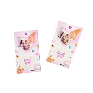 Pink Y2K kitten stationery cards with cartoon cat photos and Thank You lettering