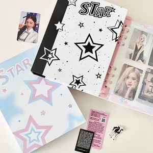 Álbum de fotos A5 Y2K degradado con estrellas y carpeta de hojas sueltas para tarjetas