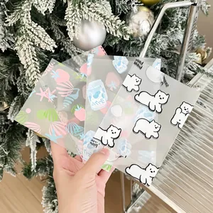 Cute bear and strawberry translucent plastic packaging bags for cards and stickers