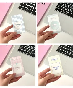 Four styles of minimalist Thank You sealing stickers with stripes and dots for gift packaging