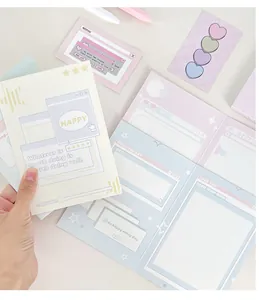 Detalle de tarjetas de regalo estilo coreano retro con diseños de interfaz en tonos pastel
