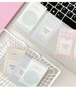 Detailed aesthetic pastel receipt sealing stickers with Open It and Thank You text