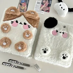 Cute plush A6 binder featuring cat and puppy designs for collecting photocards