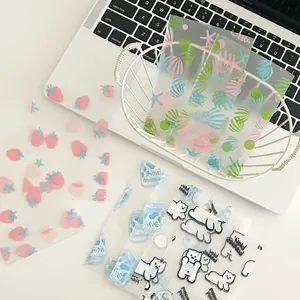 Cute cartoon bear and strawberry translucent waterproof stickers for stationery decoration