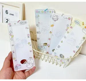 Close-up of four colorful acrylic photocard holders with cute cartoon animal designs