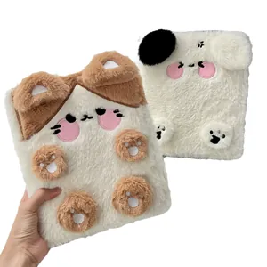 Cute plush animal-themed A6 card binder with fluffy puppy and bear designs
