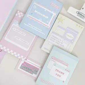 Tarjetas de felicitación estilo interfaz PC Y2K y set de empaque regalo tonos pastel