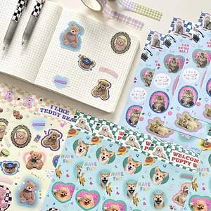 Y2K vintage dierenstickers met teddyberen, katten en honden voor journaling en koffers