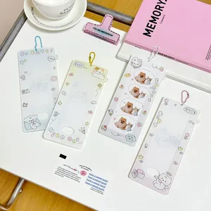 Cute cartoon acrylic photocard holders set with heart patterns and colorful beads