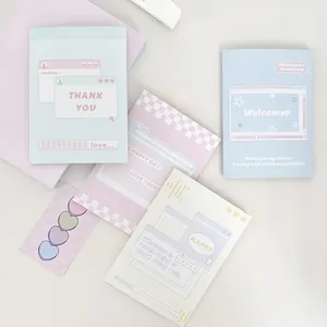 Set de tarjetas estilo interfaz PC retro con colores pastel y diseño de popup